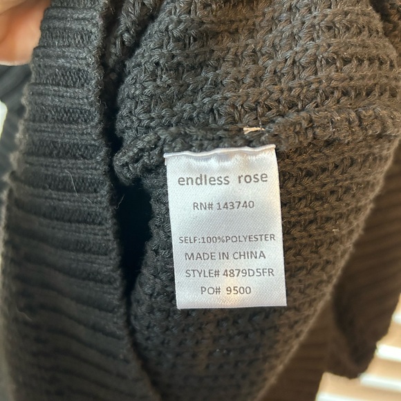 Endless Rose Mini Sweater Dress Black with cut outs - Picture 6 of 6